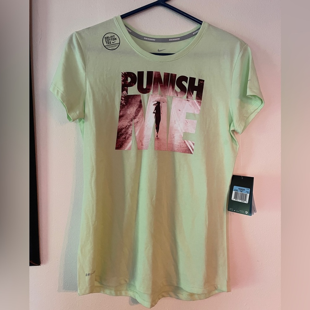 Nike Shirt Womens M Green Just dri fit Athletic Graphic Tee T-Shirt NEW cotton